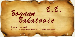 Bogdan Bakalović vizit kartica